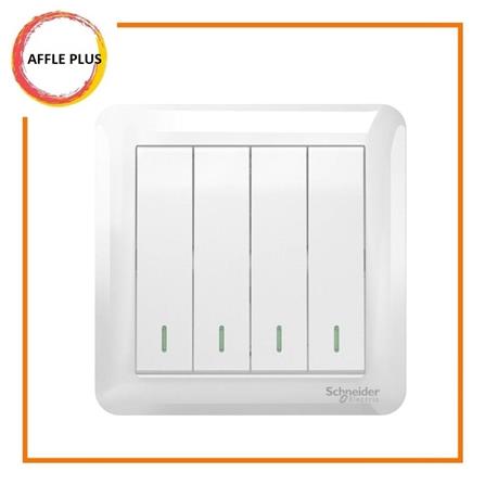 AFFLE PLUS 10A 4 GANG 1 WAY  SWITCH A3G34B1A_WE_G11 WHITE
