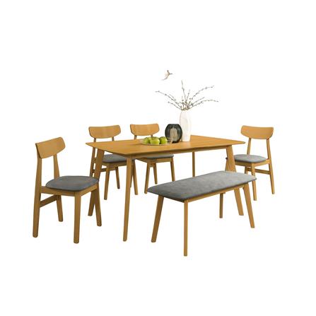 DINING SET 1+4+BENCH LINDY OAK GREY