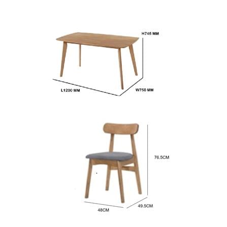 DINING SET 1+4+BENCH LINDY OAK GREY