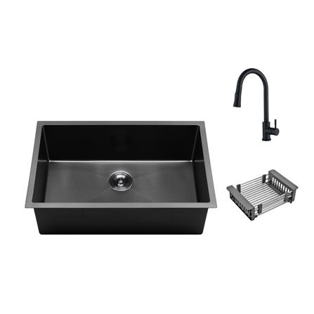 CABANA BUILT-IN NANOMAGMA STAINLESS STEEL SINK PAKCAGE CKS6406-BL 1BOWL BLACK 75CM WITH PULL OUT TAP CB890SS-BL