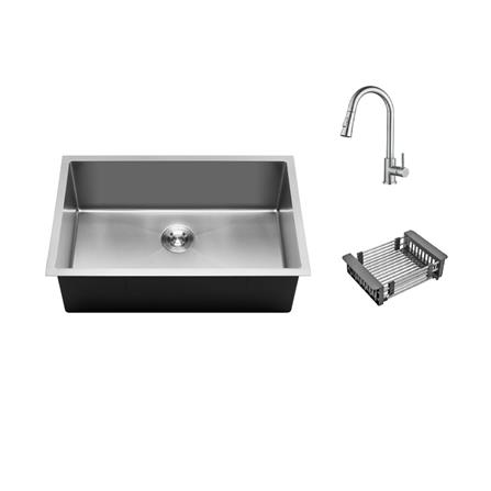 CABANA BUILT-IN NANOMAGMA STAINLESS STEEL SINK PAKCAGE CKS6407 1BOWL SILVER 75CM WITH PULL OUT TAP