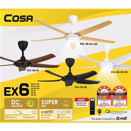 ALPHA CEILING FAN COSA EX6 5-BLADE 56" WALNUT