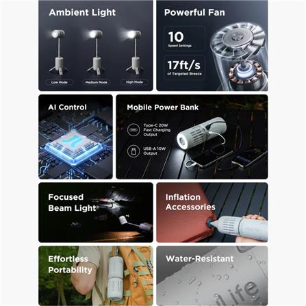 JISULIFE OUTDOOR FAN ULTRA1-GREY