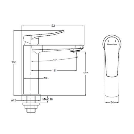 JOHNSON SUISSE LAZIO SINGLE LEVER 1/2" BASIN PILLAR TAP WBFA301689 CHROME
