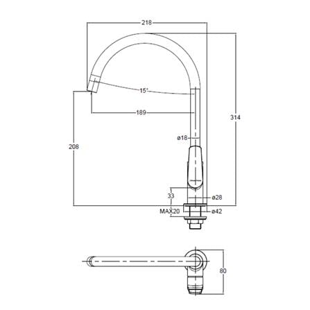 JOHNSON SUISSE LAZIO DECK-MOUNTED SINK TAP WBFA301703 CHROME