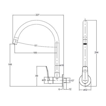JOHNSON SUISSE LAZIO WALL-MOUNTED SINK TAP WBFA301704 CHROME