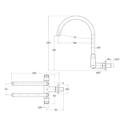 LAZIO WALL-MOUNTED DUAL SINK TAP WBFA301706 CHROME