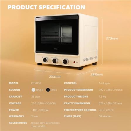 KHIND ELECTRIC OVEN OT2800 1600W 28L