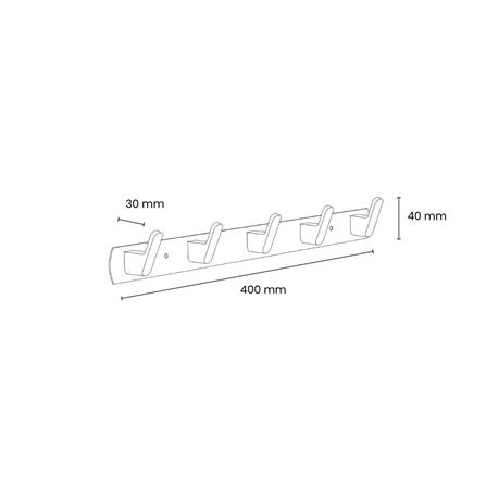 ROCCONI TOWEL 5-HOOKS RCN K5/B 40CM MATTE BLACK