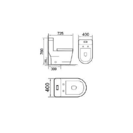 AKRON 1P TOILET WCO-732/S S-TRAP 300MM