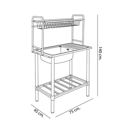 FREESTANDING SINK DYNA HOME DH7545GB 1B1D SILVER [EXCLUSIVE FROM HOMEPRO THAILAND]