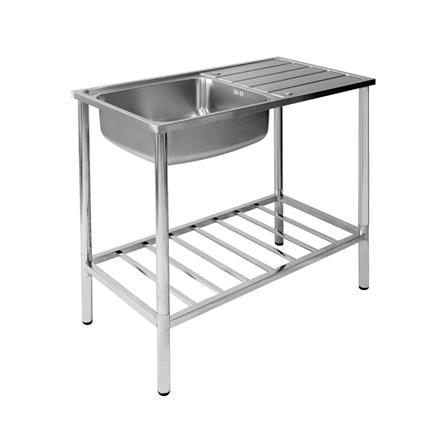 FREESTANDING SINK DYNA HOME DH-10050-STCR 1B1D SILVER [EXCLUSIVE FROM HOMEPRO THAILAND]