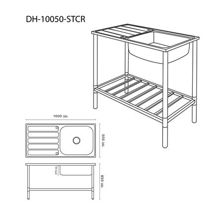 FREESTANDING SINK DYNA HOME DH-10050-STCR 1B1D SILVER [EXCLUSIVE FROM HOMEPRO THAILAND]