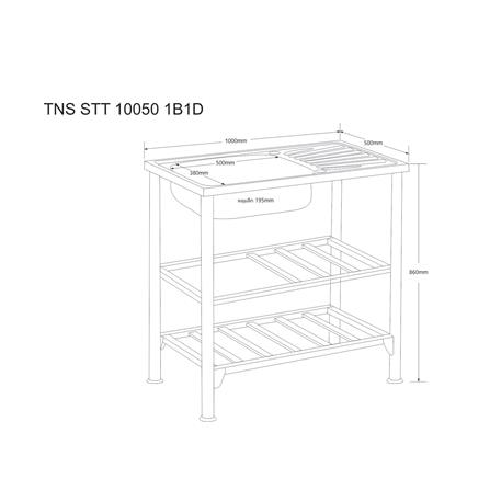 FREESTANDING SINK TECNOSTAR STT 100 1B1D SILVER [EXCLUSIVE FROM HOMEPRO THAILAND]
