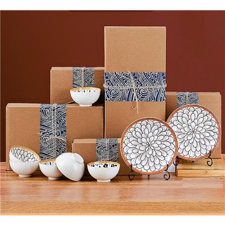JAPANESE STYLE CERAMIC TABLEWARE BOWL & PLATE GIFT SET 6PCS