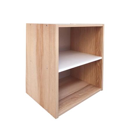 OPEN CABINET WITH 2 COMPARTMENTS FURDINI FINE WOOD GRAIN/WHITE CREAM FABRIC PATTERN [EXCLUSIVE FROM HOMEPRO THAILAND]