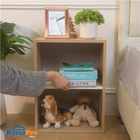 OPEN CABINET WITH 2 COMPARTMENTS FURDINI FINE WOOD GRAIN/WHITE CREAM FABRIC PATTERN [EXCLUSIVE FROM HOMEPRO THAILAND]