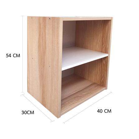 OPEN CABINET WITH 2 COMPARTMENTS FURDINI FINE WOOD GRAIN/WHITE CREAM FABRIC PATTERN [EXCLUSIVE FROM HOMEPRO THAILAND]