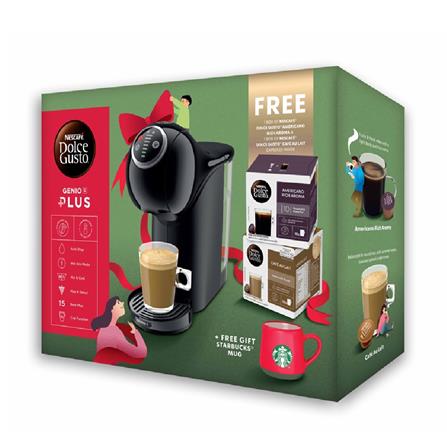 NESCAFE DOLCE GUSTO COFFEE MACHINE HOLIDAY GENIO S PLUS BLACK BUNDLE