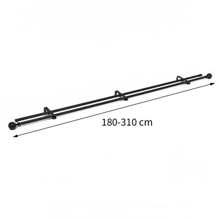 HOME LIVING STYLE DOUBLE CURTAIN ROD 19MM METAL 180-310CM BLACK