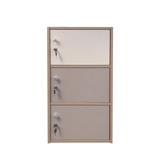 LOCKER WITH 3 COMPARTMENTS FURDINI FINE 40CM WOOD GRAIN/WHITE CREAM FABRIC PATTERN