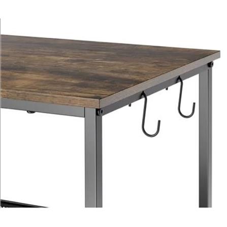 3-TIER STEEL UTILITY CART WITH A WOOD TOP AND CASTERS STACKO RUSTIC 60x40x81.2CM BLACK