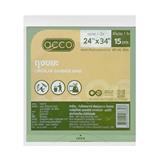 GARBAGE BAGS THIN  CIRCULAR ACCO 26X34" LIGHT GREEN 15PCS
