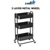 3 TIER METAL TROLLEY COSSY PLUS 40X44X81CM BLACK