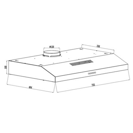 FABER SLIM HOOD CLASSO ELITE FCH-SLD75S090BK 76CM 900M3/H BLACK