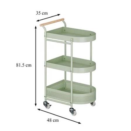 3-TIER UTILITY CART WITH CASTERS STACKO DORU 48x35x81.5CM GREEN