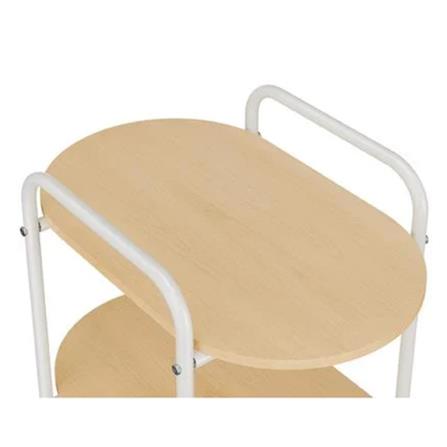 3-TIER UTILITY CART WITH A WOOD TOP AND CASTERS STACKO BOWA 49.5x32.6x80CM WHITE