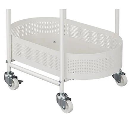 3-TIER UTILITY CART WITH A WOOD TOP AND CASTERS STACKO BOWA 49.5x32.6x80CM WHITE