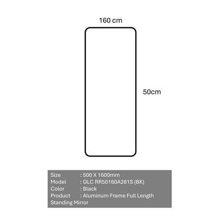 GLOREX MIRROR GLC RR50160A281S (BK) 160X50CM BLACK