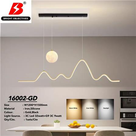 BRIGHT OBJECTIVE PENDANT LAMP 16002-GD GOLD,BLACK 3-COLOR