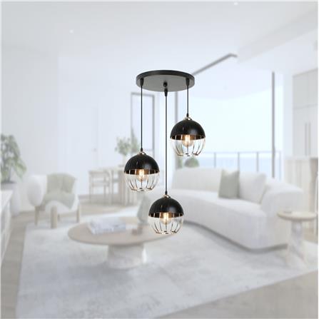 BRIGHT OBJECTIVE PENDANT LAMP 14049/3R 120CM GOLD BLACK