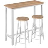BAR TABLE SET 1+2 OAK WHITE