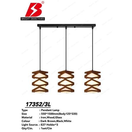 BRIGHT OBJECTIVE PENDANT LAMP 17352/3L 120CM BROWN-WHITE-BLACK