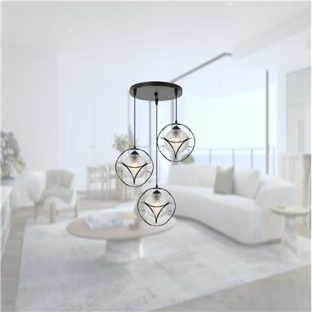 BRIGHT OBJECTIVE PENDANT LAMP 17271/3R 120CM BLACK