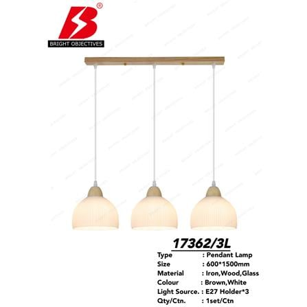 BRIGHT OBJECTIVE PENDANT LAMP 17362/3L 120CM BROWN WHITE