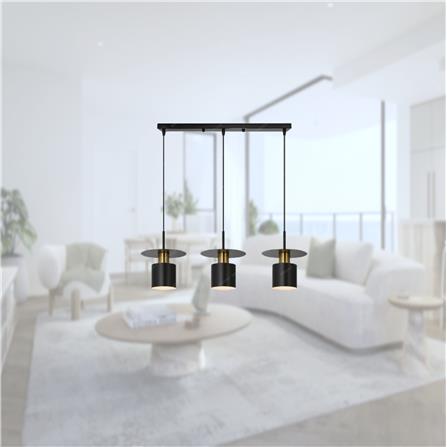 BRIGHT OBJECTIVE PENDANT LAMP 14135-3L 120CM GOLD BLACK