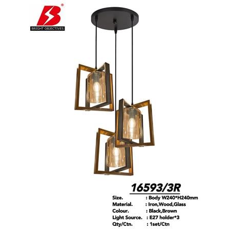 BRIGHT OBJECTIVE PENDANT LAMP 16593/3R 120CM BROWN BLACK