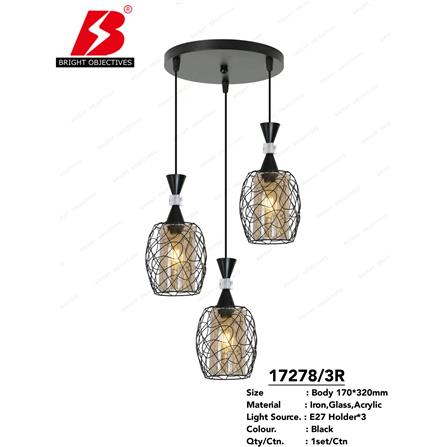 BRIGHT OBJECTIVE PENDANT LAMP 17278/3R 120CM BLACK
