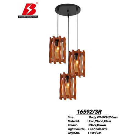 BRIGHT OBJECTIVE PENDANT LAMP 16592/3R 120CM BROWN BLACK