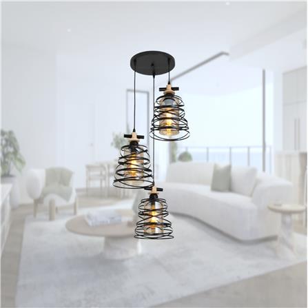 BRIGHT OBJECTIVE PENDANT LAMP 14012/3R 120CM BLACK BROWN
