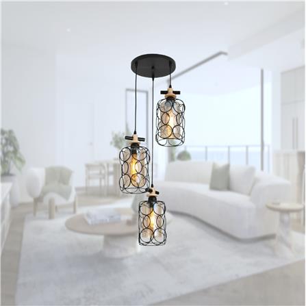 BRIGHT OBJECTIVE PENDANT LAMP 14011/3R 120CM BLACK BROWN