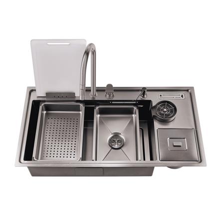 LIVINOX BUILT IN NANO MILLET WORK STATION SINK LWS-10053B-WF STAINLESS STEEL 304 GUN METAL 100CM