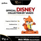 VANZO DISNEY ZOOTOPIA CAR AIR FRESHENER 17GX2 NICK WILDE SECRET MUSK DASHBOARD VERSION