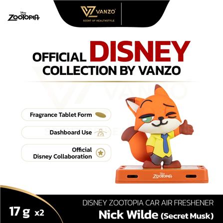 VANZO DISNEY ZOOTOPIA CAR AIR FRESHENER 17GX2 NICK WILDE SECRET MUSK DASHBOARD VERSION