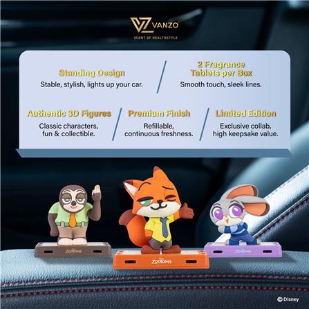 VANZO DISNEY ZOOTOPIA CAR AIR FRESHENER 17GX2 FLASH CLASSIC BLOSSOM DASHBOARD VERSION
