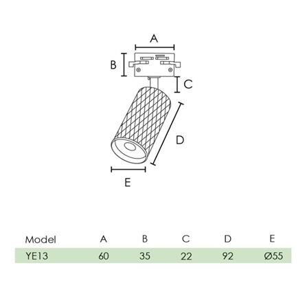 YETPLUS TRACKLIGHT YE13 GU10 BLACK
